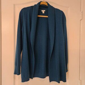 Cashmire Cardigan Sweater LLBean Teal Green Size Small